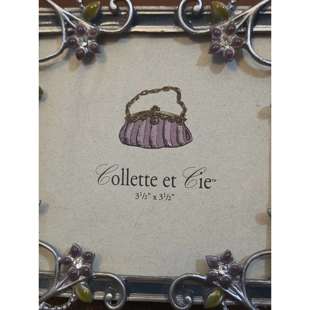 Collette et Cie Crystal & Metal Floral Photo Frame For 3.5